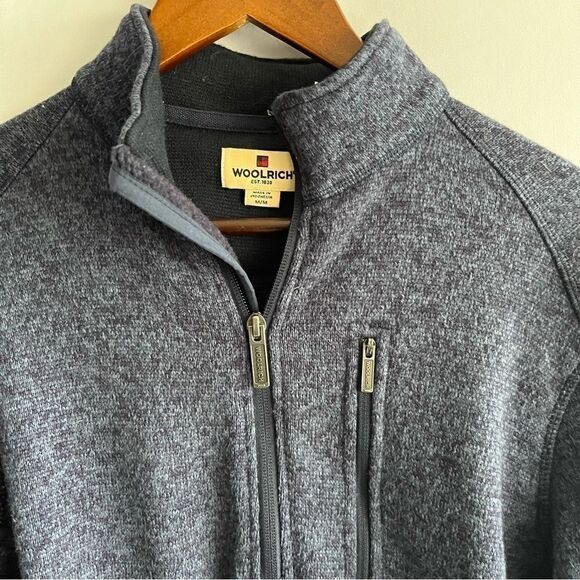 Men's Woolrich Navy Blue 1/4 Zip Fleece Pullover Jacket - Picture 3 of 8